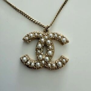 Chanel Pearl Logo Necklace